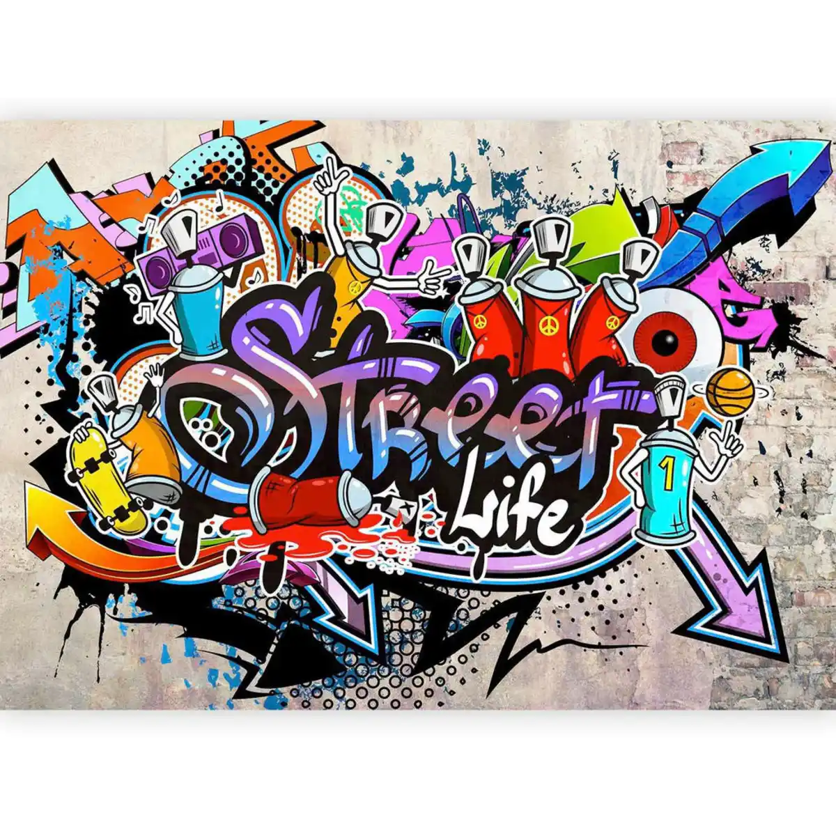 Bild 1 von artgeist Fototapete, Violett, Beige, Textil, Mauer, 300x210 cm, CE, Tapeten & Wandverkleidungen, Fototapeten