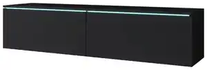 TV-Lowboard mit LED ca. 140x30 cm Schwarz, Graphitfarben