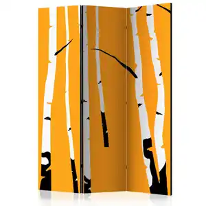 artgeist Paravent, Orange, Weiß, Holz, Textil, Kiefer, massiv, Bäume, 135x172x3 cm, Motiv auf Vorder- und Rückseite, Wohnzimmer, Raumteiler & Paravents, Paravents