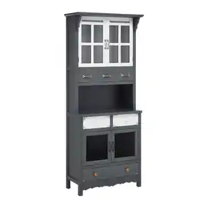 Vitrine Gitte Grau ca. 74x176x43 cm Kiefer, Grau