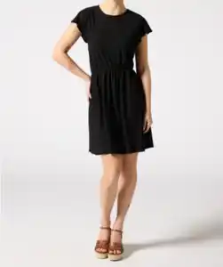 Kleid mit Stickereien, schwarz