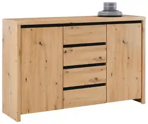 Sideboard Larios Eichefarben, Schwarz, Eiche Artisan