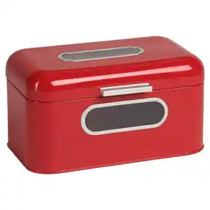 Echtwerk Brotkasten Retro \, Rot, Metall, rechteckig, 30x20x16.5 cm, lebensmittelecht, nachhaltig, Sichtfenster, Luftlöcher, Küchenzubehör, Brotkästen & -Körbe