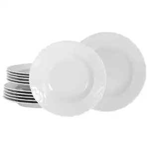 Creatable Tafelservice Rokoko weiss, Weiß, Keramik, 12-teilig, lebensmittelecht, stapelbar, Essen & Trinken, Geschirr, Geschirr-Sets, Tafelservice