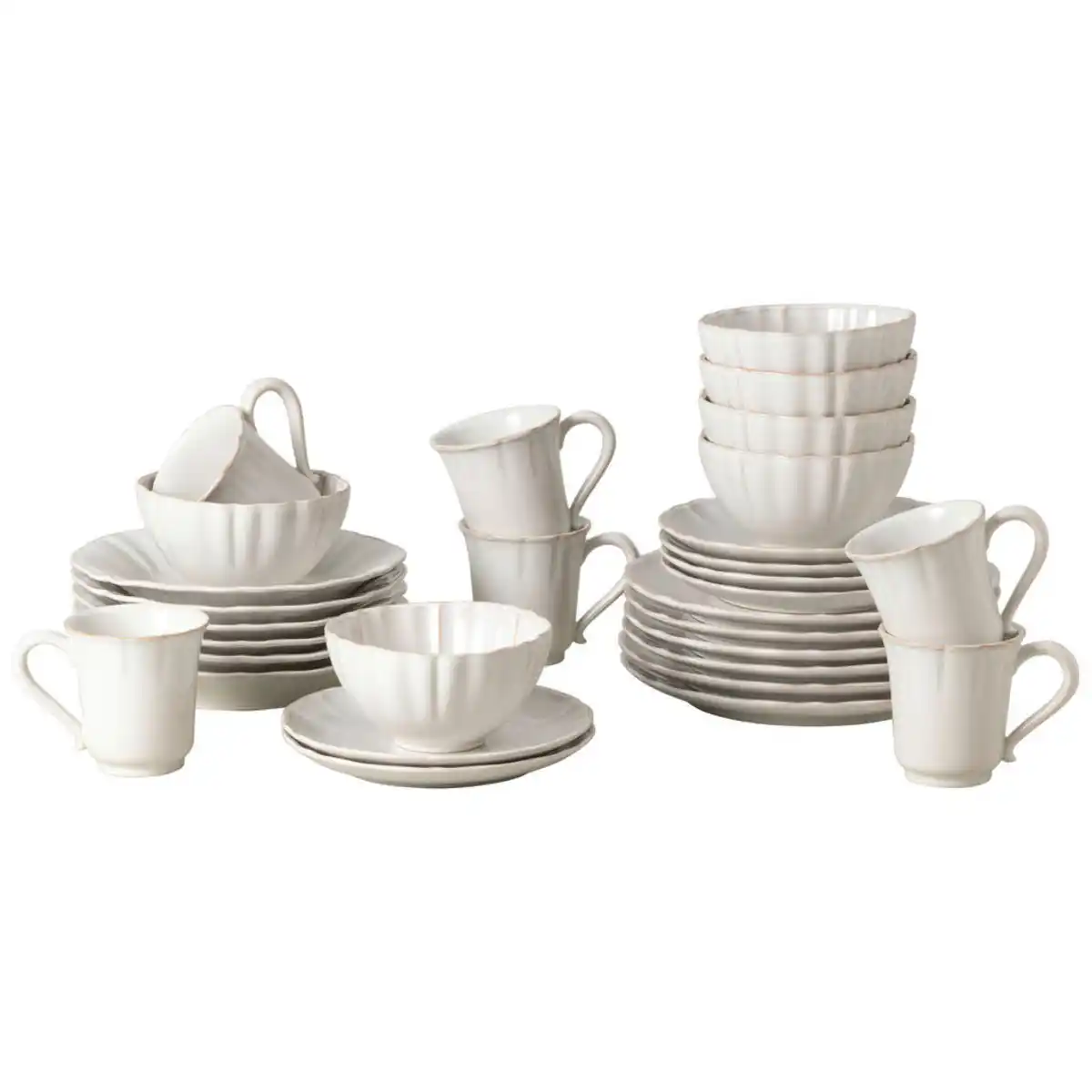 Bild 1 von Costa Nova Kombiservice Alentejo, Weiß, Keramik, 30-teilig, 320 ml,770 ml, Handmade in Europe, Essen & Trinken, Geschirr, Geschirr-Sets, Kombiservice