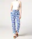 Bild 1 von Viskose-Hose mit Bindegürtel, weiß/blau