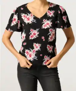 T-Shirt mit Struktur, schwarz/rot