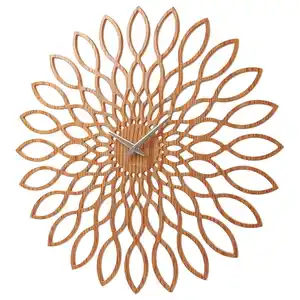Karlsson Wanduhr Sunflower, Braun, Holzwerkstoff, 60x60x4 cm, Dekoration, Uhren, Wanduhren