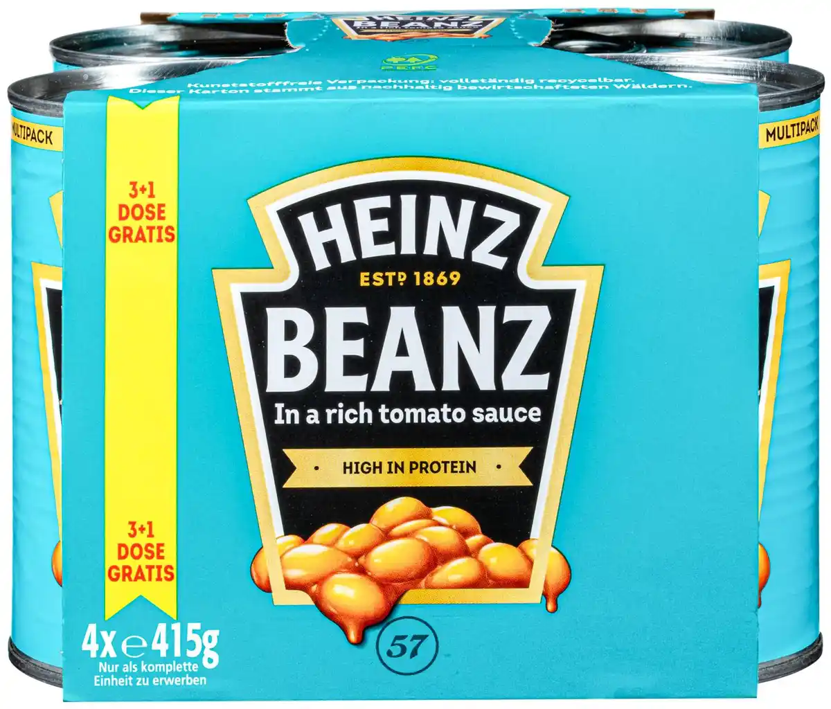 Bild 1 von HEINZ Beanz, 4 Dosen = 1,66-kg-Packg.