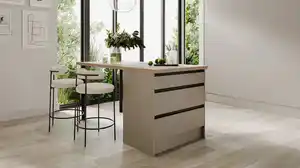 Kücheninsel 180 x 90 cm - ohne Elektrogeräte - kaschmirgrau - TROJA