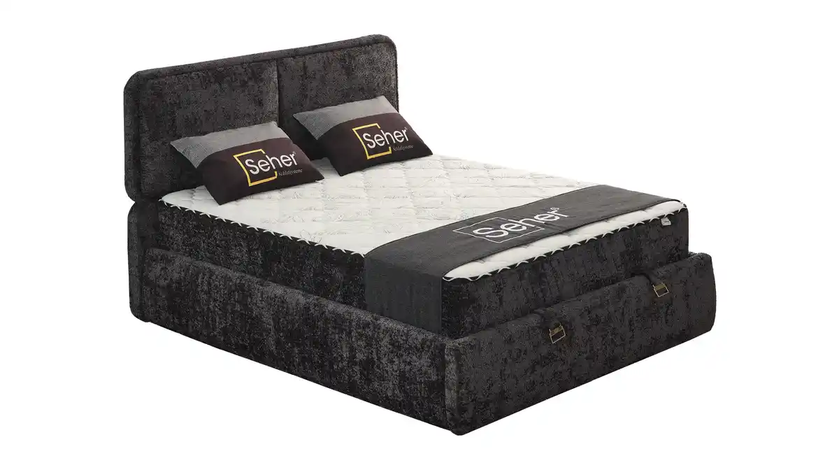 Bild 1 von Boxbett mit Bettkasten 180 x 200 cm Chenille anthrazit - RHODOS