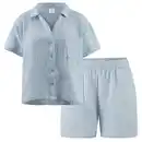 Bild 1 von UP2FASHION WOMEN Damen Musselin Pyjama, Blau, S 36/38
