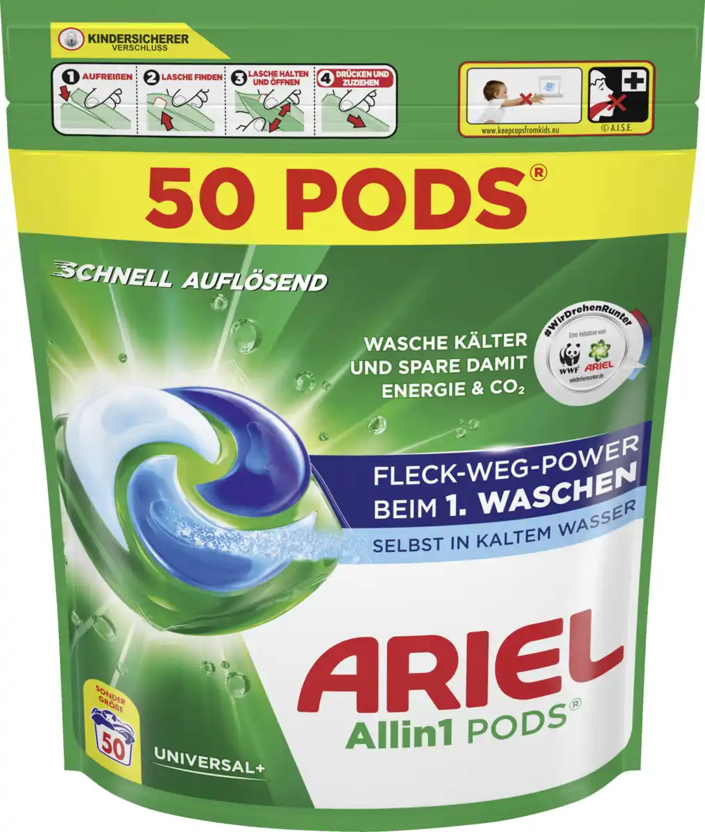 Bild 2 von Ariel Vollwaschmittel All-in-1 Pods Universal Großpackung 100WL, 100 WL