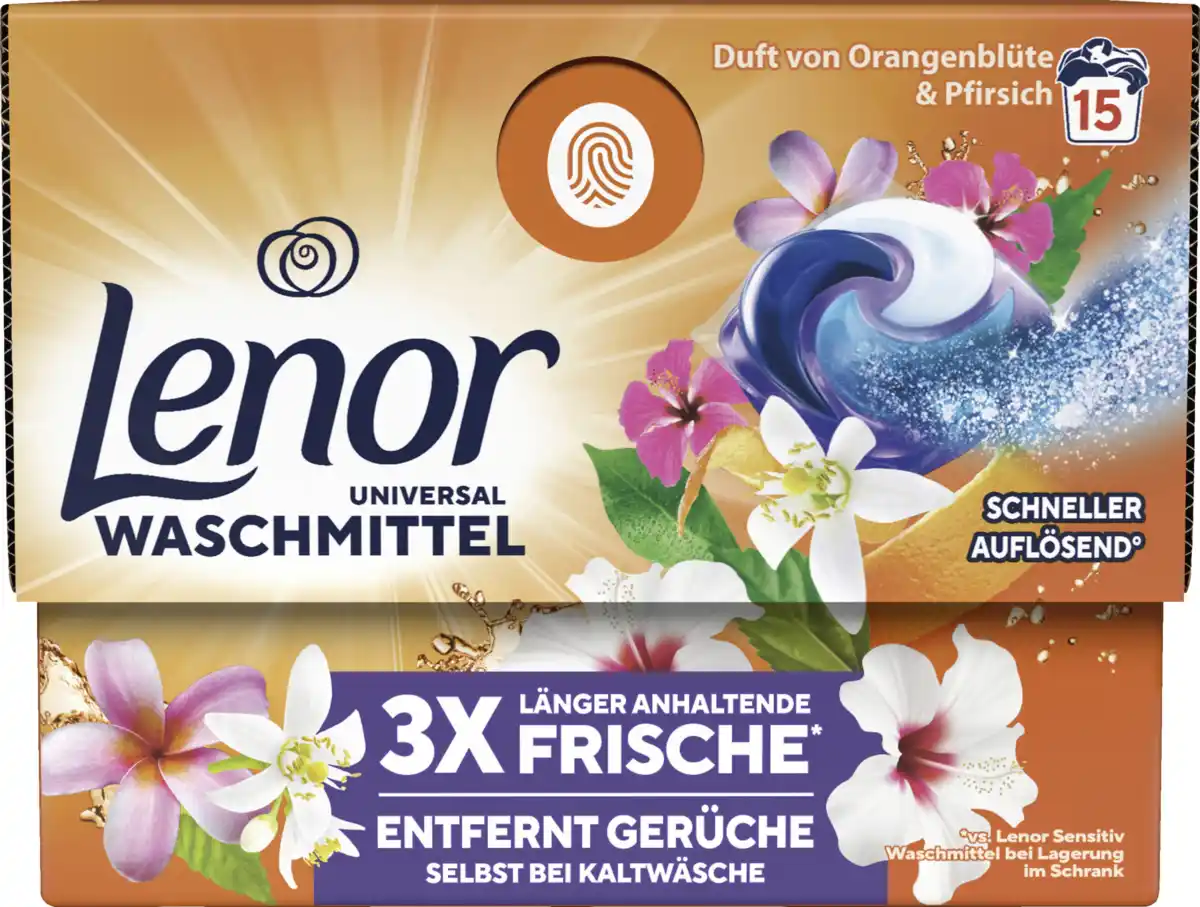 Bild 1 von Lenor Vollwaschmittel Pods Orangenblüte & Pfirsich 15 WL