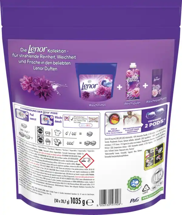 Bild 2 von Lenor Colorwaschmittel Pods Blütentraum Großpackung 100WL, 100 WL