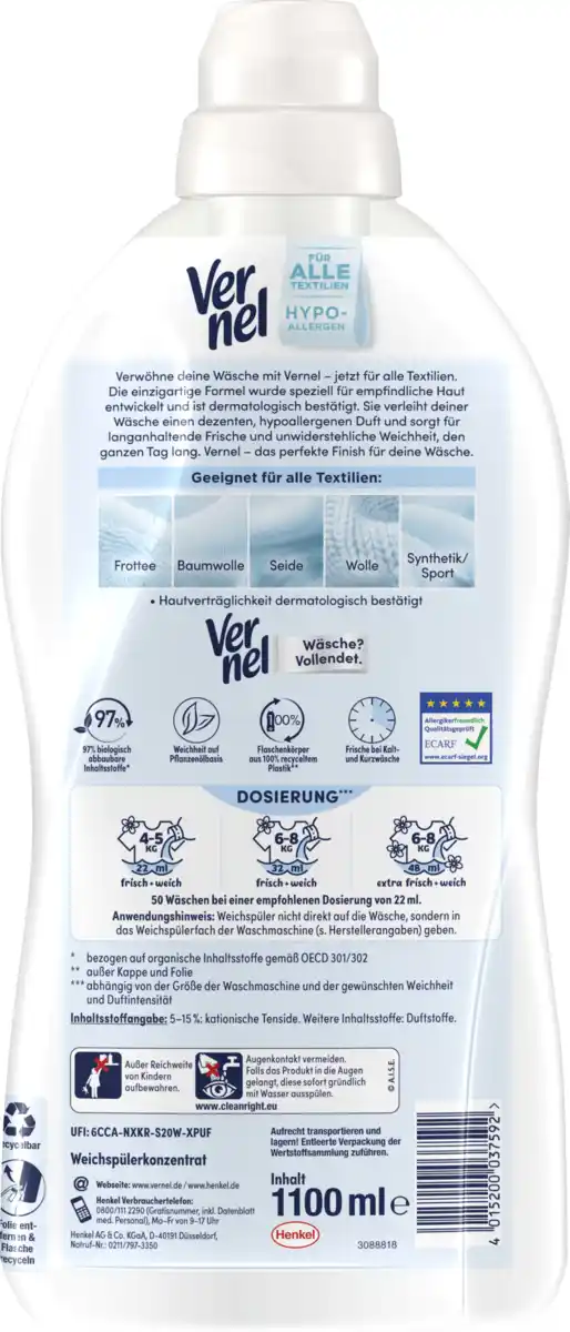 Bild 2 von Vernel Weichspüler Sensitiv 50 WL