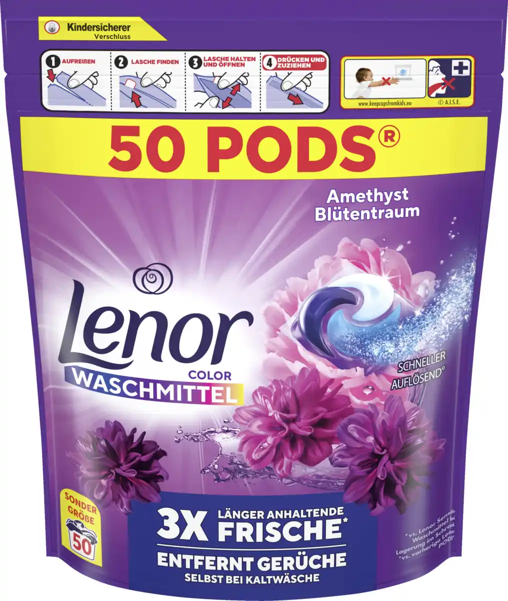 Bild 1 von Lenor Colorwaschmittel Pods Blütentraum Großpackung 100WL, 100 WL
