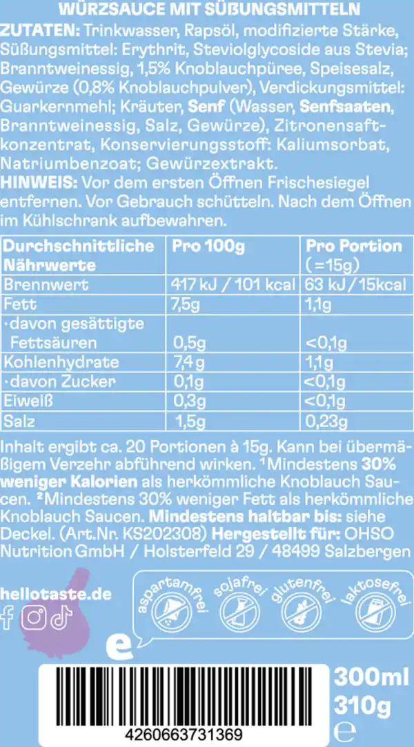 Bild 2 von hello taste Knoblauch Sauce, 300 ml