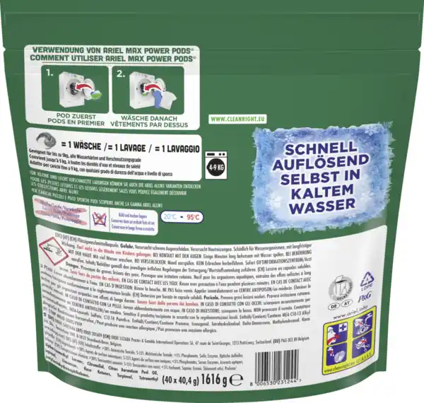 Bild 2 von Ariel Vollwaschmittel Pods MaxPower Universal 40WL, 40 WL