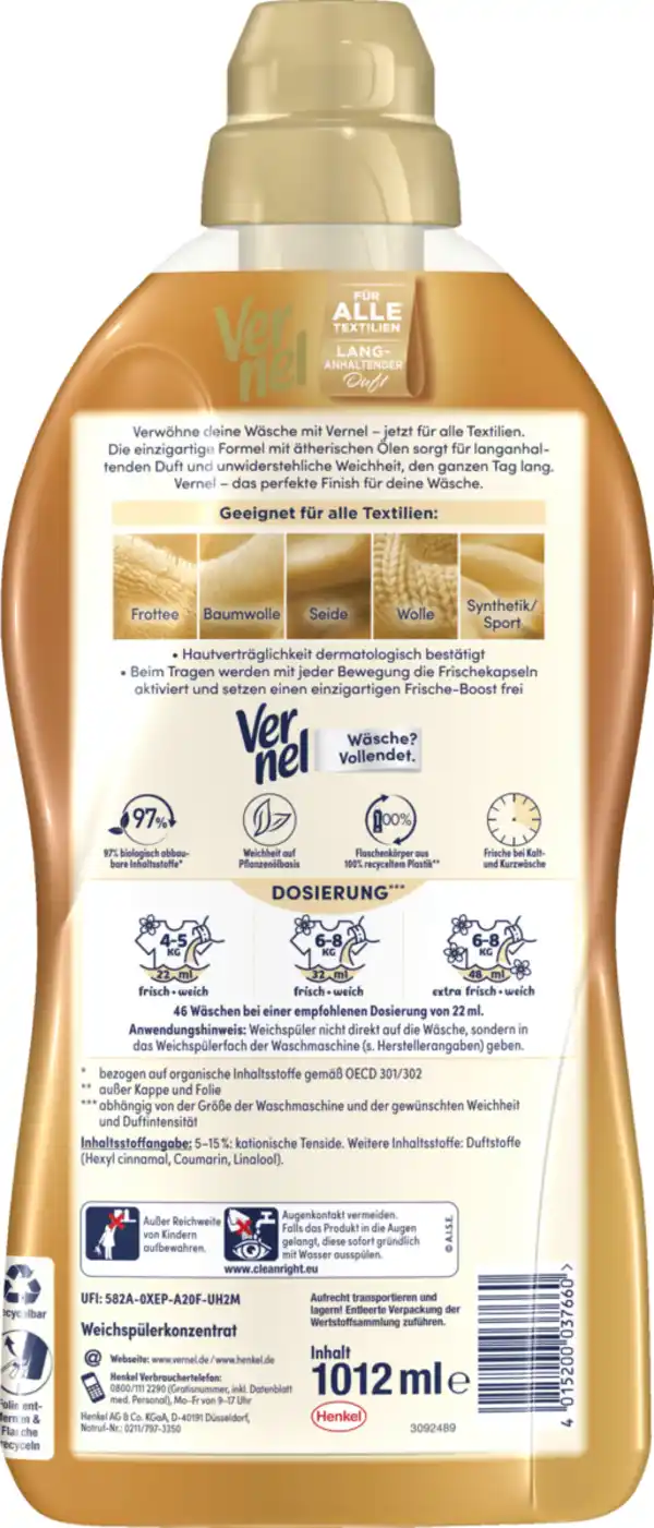 Bild 2 von Vernel Weichspüler Aromatherapie Sinnliche Frangipani 46 WL