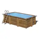 Bild 1 von GRE Massivholzpool-Set 'Sunbay' 270 x 420 x 117 cm mit Sandfilter und Edelstahlleiter, Holzleiter