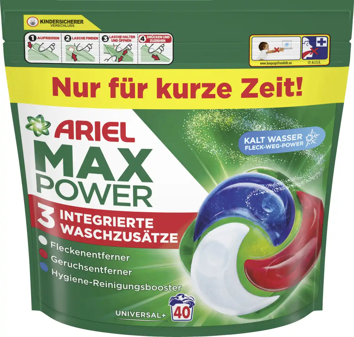 Bild 1 von Ariel Vollwaschmittel Pods MaxPower Universal 40WL, 40 WL