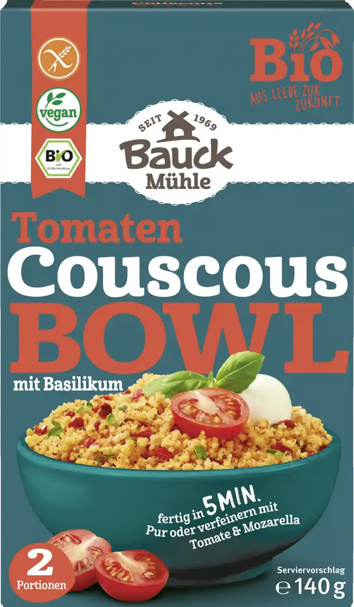 Bild 1 von Bauck Mühle Bio Couscous Bowl Tomate mit Basilikum, 140 g