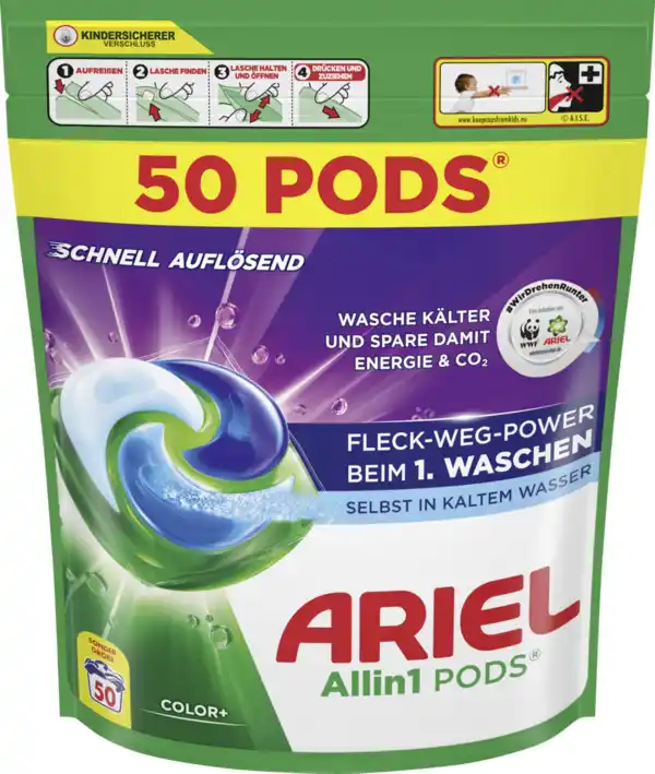 Bild 2 von Ariel Colorwaschmittel All-in-1 Pods Großpackung 100WL, 100 WL