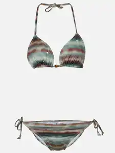 Damen Bikini mit Zierperlen Grün