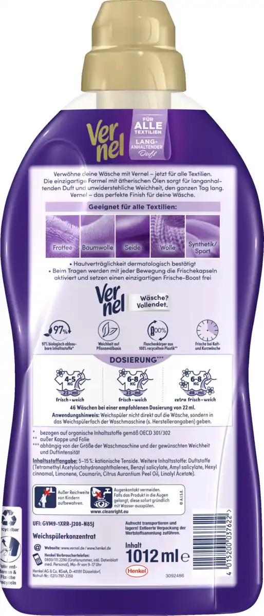 Bild 2 von Vernel Weichspüler Aromatherapie Traumhafte Lotusblüte 46 WL