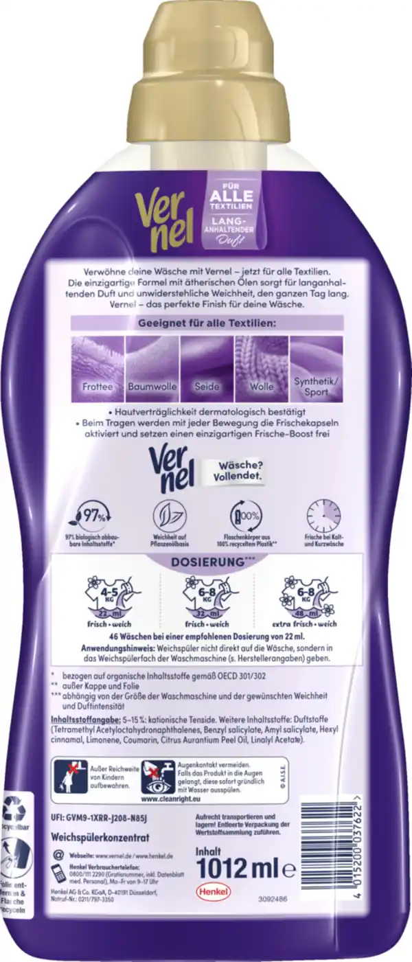 Bild 2 von Vernel Weichspüler Aromatherapie Traumhafte Lotusblüte 46 WL
