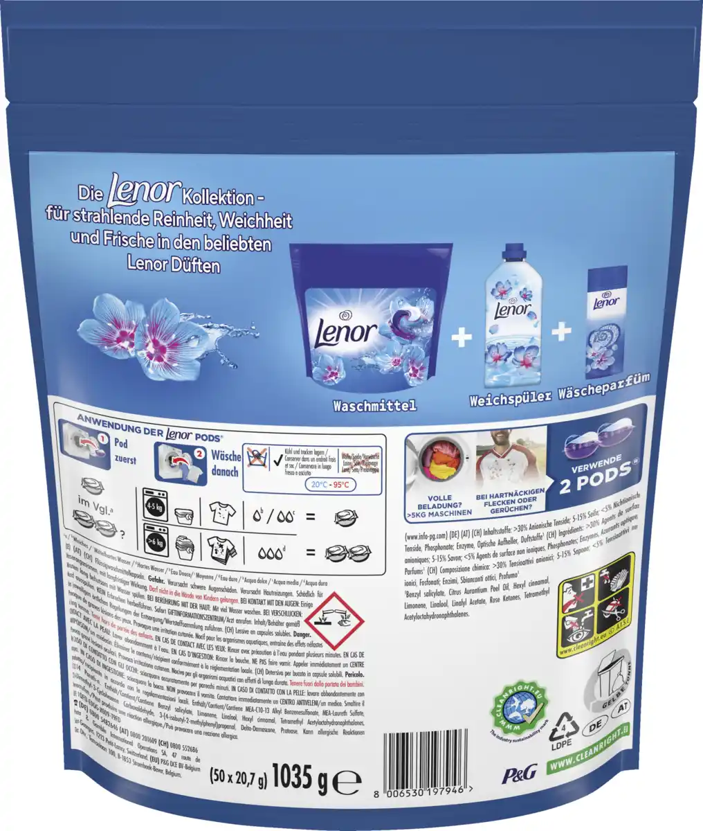 Bild 3 von Lenor Vollwaschmittel Pods Aprilfrisch Großpackung 100WL, 100 WL