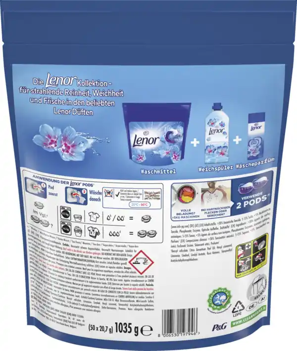 Bild 3 von Lenor Vollwaschmittel Pods Aprilfrisch Großpackung 100WL, 100 WL