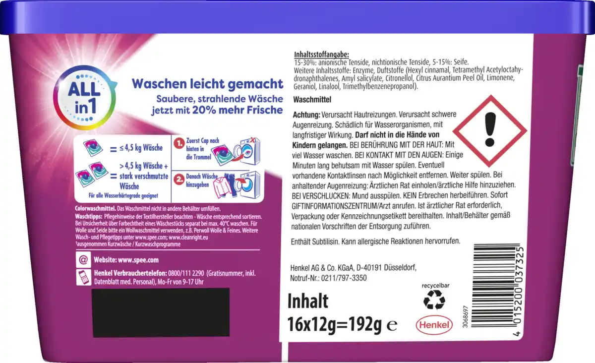 Bild 2 von Spee Colorwaschmittel Power Caps All in 1 16 WL