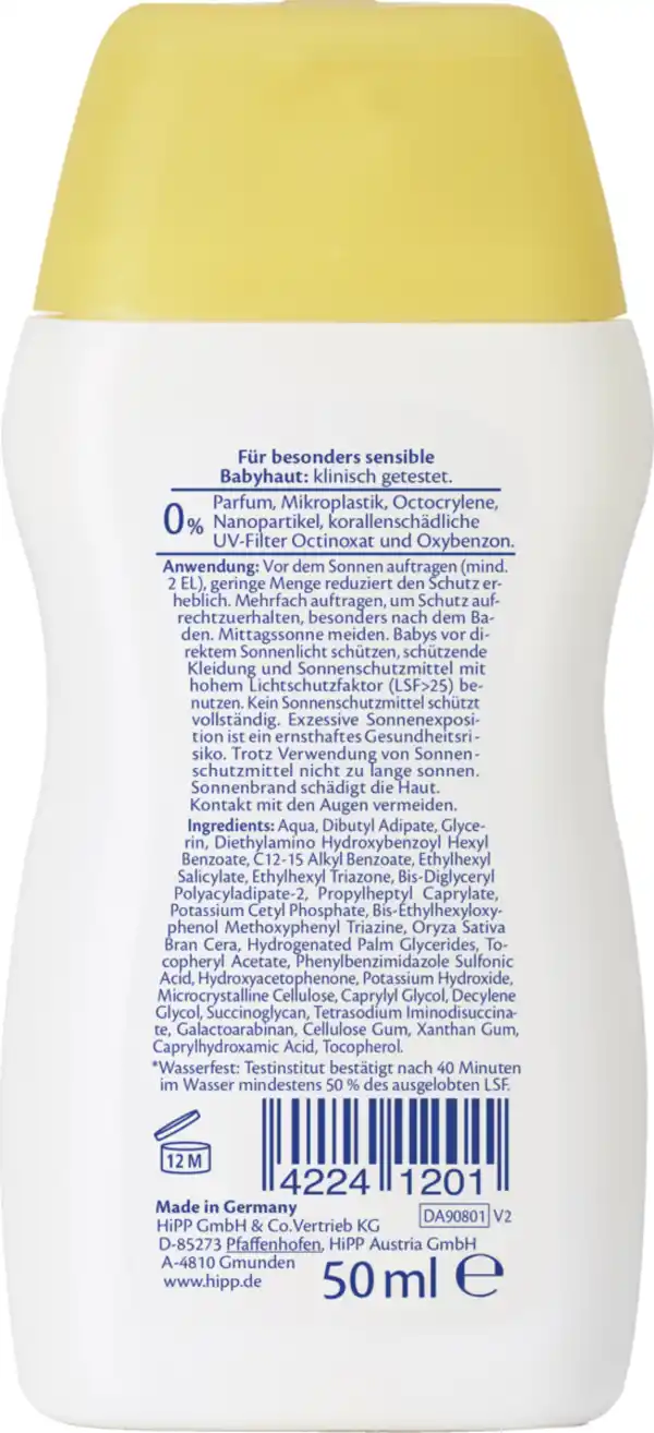 Bild 2 von HiPP Babysanft Sonnenmilch LSF 50+, 50 ml