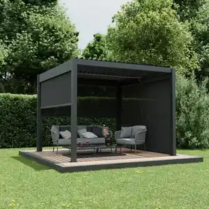 Ximax Pergola 'Shade' Aluminium dunkelgrau 3 x 3 m manuell inklusive 3 x Seitenmarkise 3 m manuell