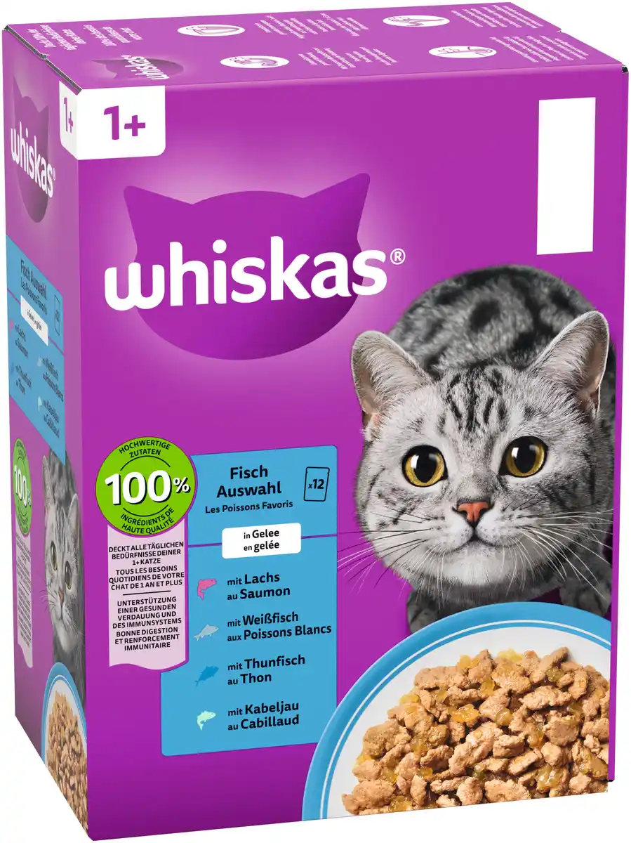 Bild 1 von Whiskas Multipack 1+ Fisch in Gelee 12 x 85 g