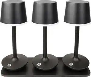 Schwaiger Akku LED Tischleuchten TILA3003 mit Ladeplatte schwarz 3er-Set