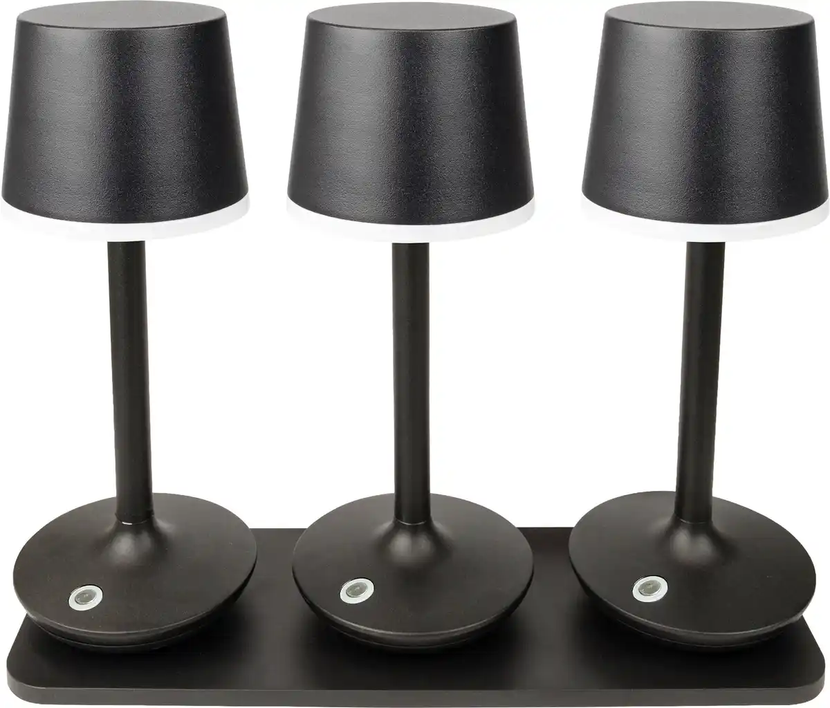 Bild 1 von Schwaiger Akku LED Tischleuchten TILA3003 mit Ladeplatte schwarz 3er-Set