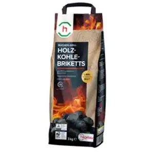 h-Marke Holzkohlebriketts, aus Buchenholz, 3 kg