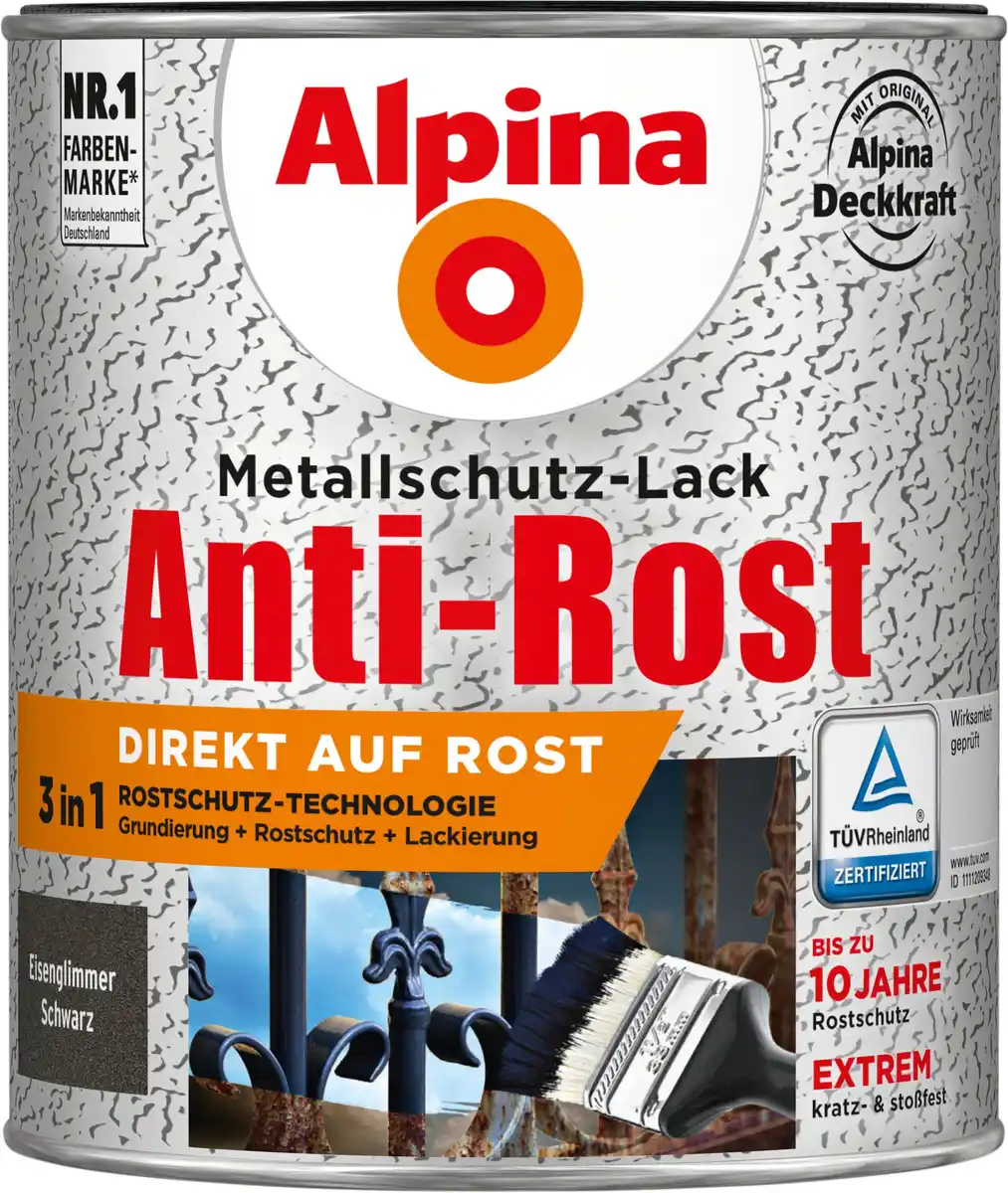 Bild 1 von Alpina Metallschutz-Lack Eisenglimmer 750 ml schwarz
