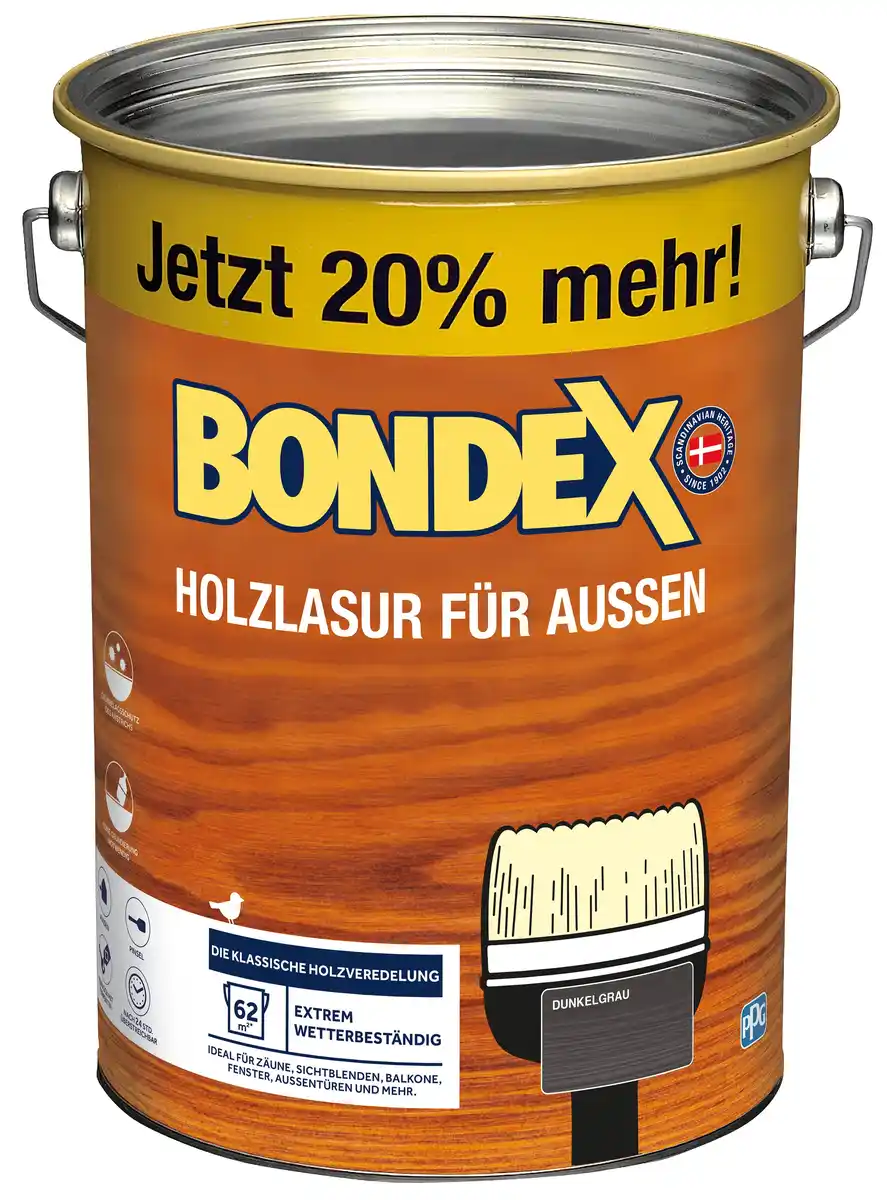 Bild 1 von Bondex Holzlasur für Außen 4,8 L dunkelgrau