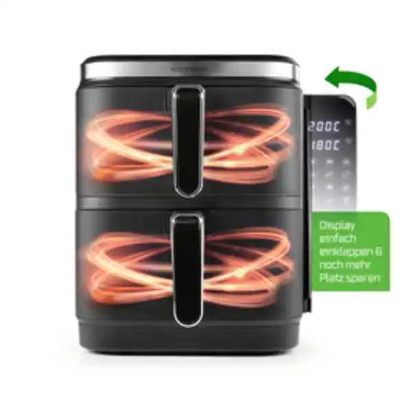 Bild 3 von Heißluft-Fritteuse »FryUp«, 2 x 5 L (Doppelkammer), 2800 Watt, LED-Touchdisplay, schwarz