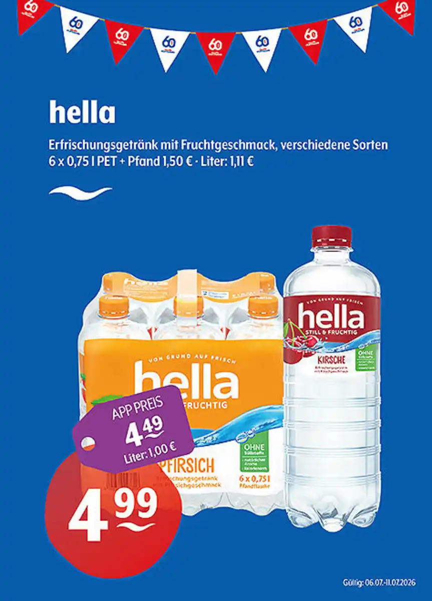 Bild 1 von Hella Erfrischungsgetränk mit Fruchtgeschmack verschiedene Sorten
