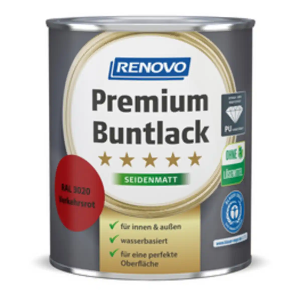 Bild 1 von RENOVO Buntlack seidenmatt »Premium«, verkehrsrot RAL 3020