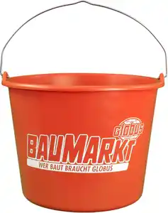 Baueimer 12 l Kunststoff orange Knopfbügel L-Skala