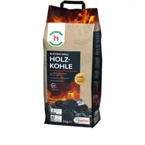 h-Marke Holzkohle, aus Buchenholz, 3 kg