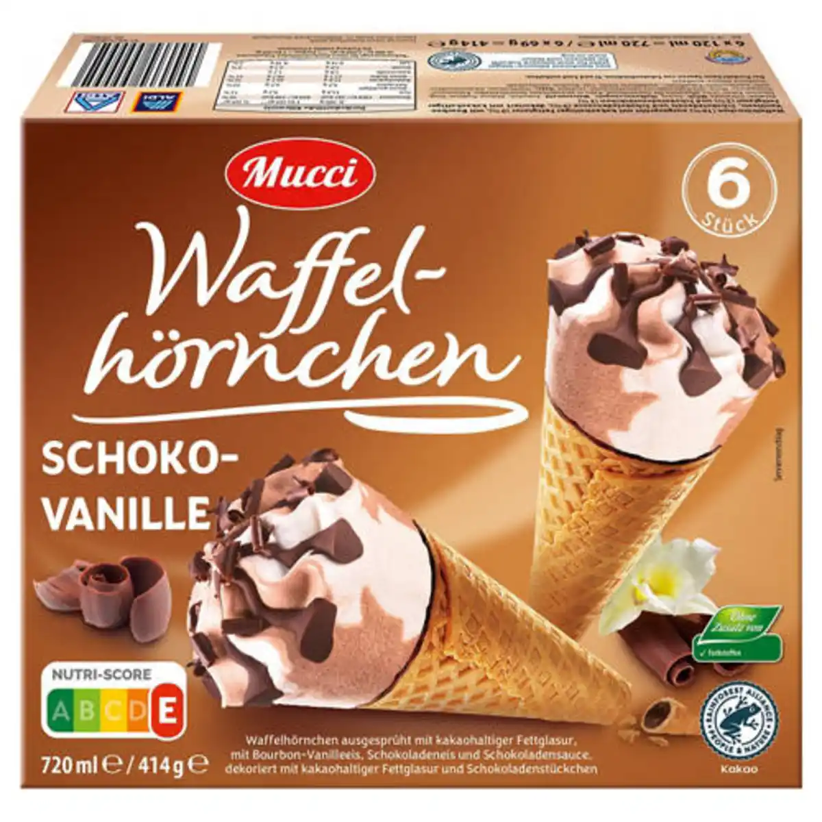 Bild 1 von MUCCI Waffelhörnchen 720 ml, Schoko-Vanille