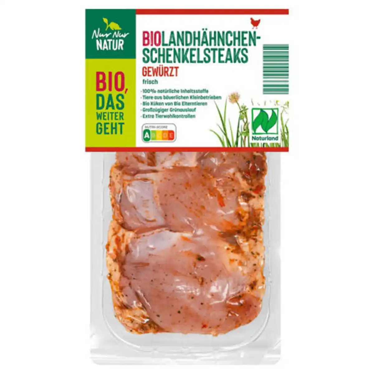 Bild 1 von NUR NUR NATUR Bio-Landhähnchen Schenkelsteaks 350 g