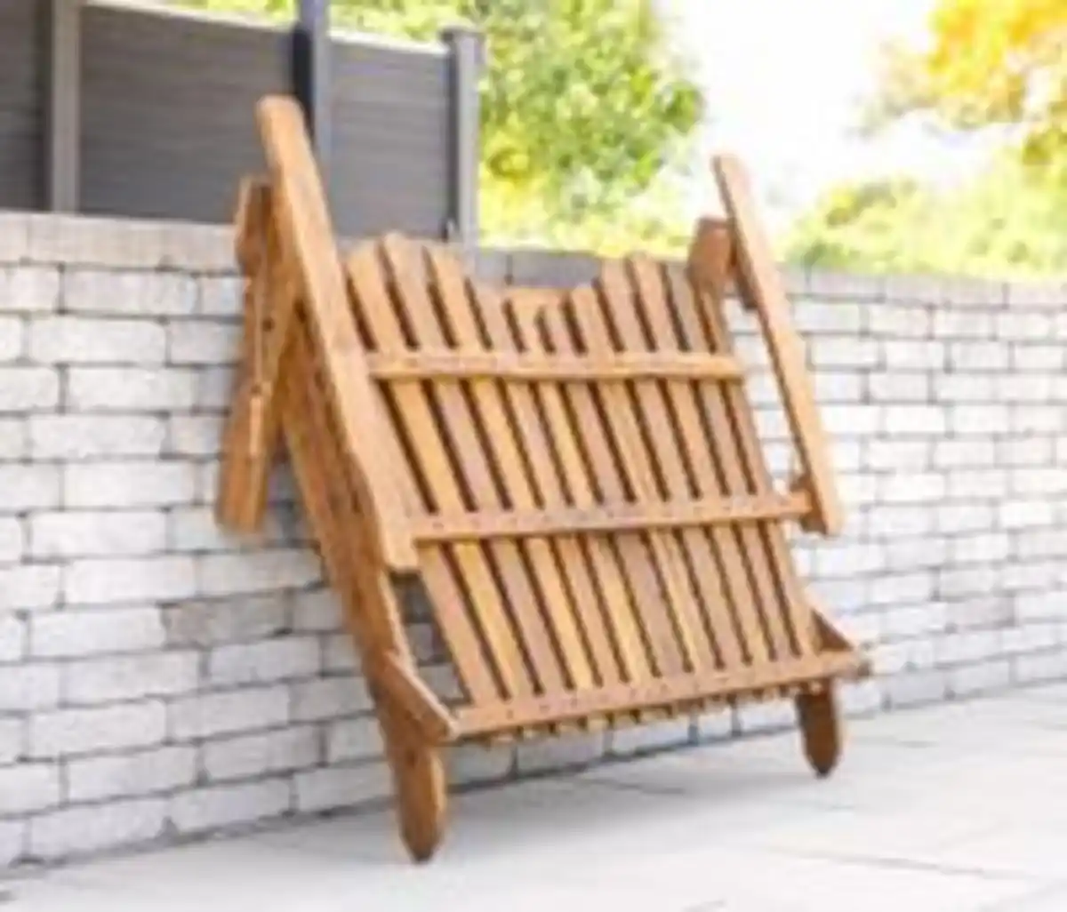 Bild 4 von 2-Sitzer Adirondack-Gartenbank klappbar aus Akazienholz, ca. 125 x 80 x 94 cm - Hellbraun